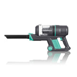 CLEANmaxx Akku-Zyklon-Staubsauger grau/türkis kabellos mit 2-Stufen-Saugkraftregulierung und 22.2V Akku für bis zu 25 Min Laufzeit.