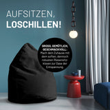 LUMALAND Luxury XL PLUS Sitzsack stylischer Beanbag in Schwarz mit 220L Füllung und extra starken Nähten, ideal zum Entspannen.