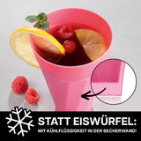 frats Trinkbecher 300ml - Selbstkühlend - 3er-Set - Pink, doppelwandiger Becher mit Kühlflüssigkeit, kein Verwässern der Getränke.