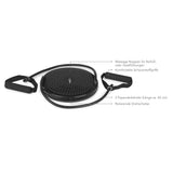 MAXXMEE Multitrainer Rotation Disk mit Expanderbändern – 25 cm schwarzes Trainingsgerät mit Massage-Noppen und zwei 65 cm Expanderbändern.