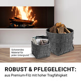N8WERK Filz-Aufbewahrungskorb L Dunkelgrau, großer moderner Korb aus robustem Filz, ideal zum Verstauen von Holz und mehr.