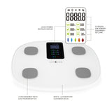 nah-vital smarte Körperanalysewaage digitale Personenwaage mit 15 Messwerten, LCD-Display, 4 Mess-Elektroden und kratzfester Glasoberfläche