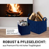 N8WERK Filz-Aufbewahrungstasche L Dunkelblau, moderner faltbarer Korb aus robustem Filz mit stabilen Tragegriffen, ideal für Haushalt und Lagerung
