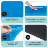 MAXXMEE Sitzkissen mit Wabenstruktur aus Gelmaterial 42x36cm schwarz, atmungsaktiv, elastisch, rutschfest und waschbarer Bezug.