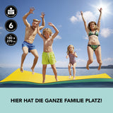 MAXXMEE Wassermatte XXL 270x180cm in Gelb/Türkis, belastbar bis 300 kg, für Spielspaß und Entspannung auf dem Wasser.