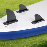 EASYmaxx Stand-Up Paddle-Board mit Zubehör, 320x76x15 cm, weiß/blau, mit 3 stabilen Finnen für besseren Halt im Wasser.
