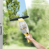 CLEANmaxx Akku-Fensterreiniger 3,7 V in Gelb mit Verlängerungsstange entfernt Schmutz und saugt Wasser von Fensterflächen kabellos ab.