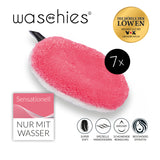 waschies Abschmink-Pads 7er-Set pink/weiß aus weichen Mikrofasern, hautschonend, nur mit Wasser zu verwenden, waschbar bis 95°C.