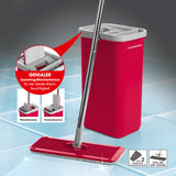 CLEANmaxx Komfort-Mopp 2 Kammern-System rot/grau mit 5,7 Liter Eimer und Auswring-Mechanismus für idealen Feuchtigkeitsgrad beim Wischen.