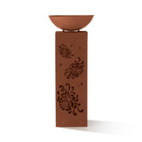 GARVIDA LED-Dekosäule Rost-Optik "Bauernrose" - 87 cm mit Pflanzschale und LED-Beleuchtung im floralem Design.