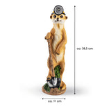 EASYmaxx Solarleuchte Erdmännchen als Bergarbeiter mit LED-Kopflampe und Willkommensgruß auf dem Schaufelstiel, solarbetrieben, ca. 38,5 cm hoch.