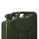 Oxid7® Metall Benzinkanister Kraftstoffkanister olivgrün 20 Liter, einbrennlackiert mit UN-Zulassung, Jerrican-Verschluss, 5 Stück + Ausgießer.
