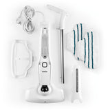 N8WERK Dampfbesen Moonlight White Edition mit Dampfreiniger, Zubehör und 3 Dampfstufen für schonende Bodenreinigung ohne Chemie.