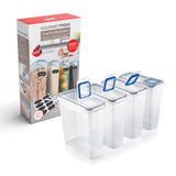 GOURMETmaxx Frischhaltedosen Klick-it hoch 8-tlg. in weiß/blau mit 4-fach Klickverschluss und 3,7 L Volumen, inkl. Beschriftungssticker.