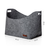 LUMALAND Kaminholztasche aus Filz mit Tragegriff, 40 x 25 x 28 cm, dunkelgrau, ideal für Holz, Bücher und Spielzeug.