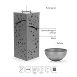 GARVIDA LED-Dekosäule Beton-Optik "Sternschnuppe" mit Pflanzschale, LED-Beleuchtung, Batteriebetrieb, Timerfunktion, 59 cm.