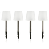 EASYmaxx Solar-Leuchte Schirm - 4er Set mit weißem Lampenschirm, Erdspieß und Solarpanel für stimmungsvolle Außenbeleuchtung.