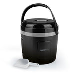 MAXXMEE Eiswürfelbehälter 4,5l schwarz mit Deckel, Tragegriff, Ausguss und Eisschaufel für 2 kg Eiswürfel.