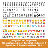 EASYmaxx LED-Leuchtkasten Herz mit 173 austauschbaren Buchstaben, Zahlen & 150 Moodjis für individuelle Textbotschaften und Deko.