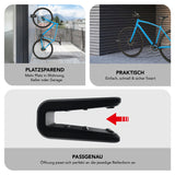 MAXXMEE Fahrrad-Wandhalterung Universal schwarz/weiß, platzsparend, praktisch, passgenau für Reifenbreiten 23-57 mm, drinnen & draußen geeignet.