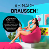 LUMALAND Sitzsack Drops (300 L) in Pink, wetterfest, robust und wasserabweisend für bequeme Sitz- und Liegekomfort drinnen und draußen.