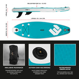 FitEngine Junior Trip SUP-Board Set (Allrounder) 8' mit Kajak-Sitz, Action-Cam-Halterung und rutschfester Oberfläche.