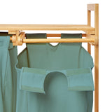 LUMALAND Bambus Wäschekorb mit 2 ausziehbaren Wäschesäcken in Babyblau, wasserabweisend und platzsparend.