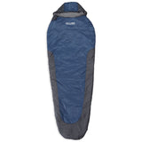 Where Tomorrow Camping Schlafsack Small & Light Mumienschlafsack Grau-Navyblau, wasserabweisend, 220 x 80 x 50 cm, mit Kordelzug und Kapuze.