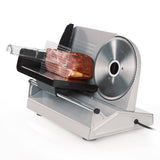 GOURMETmaxx Allesschneider - Silber mit stufenloser Schnittstärke von 1-15 mm und Schneidguthalter mit Fingerschutz.