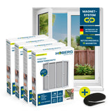 HOBERG Insektenschutzgitter mit Magnetbefestigung – Fenster – 4er-Set, einfacher Schutz vor Insekten mit 16 Magneten und Netzschneider.