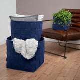 N8WERK Filz-Aufbewahrungskorb L - 40 x 40 x 40 cm - Dunkelblau, moderner, faltbarer Filzkorb für vielseitige Aufbewahrung im Haushalt.