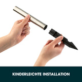 EASYmaxx Solar-Leuchte Schirm - 4er Set zeigt einfache Montage des Erdspießes und Lampenschirms für den Außenbereich.