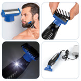 MAXXMEE Rasierer Solo Blade mit 4 Trimm-Aufsätzen, Dual-Slide-Klinge, Schwenkkopf und integriertem LED-Licht, schwarz.