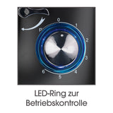GOURMETmaxx Küchenmaschine schwarz mit 6 Geschwindigkeitsstufen, Turbofunktion und LED-Ring zur Betriebskontrolle.