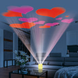 EASYmaxx LED-Projektor Kerze - 4 Themenschablonen projiziert rotierende Herzen an Decke und Wände, kabellos, cremefarben.