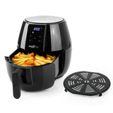 MAXXMEE Heißluft-Fritteuse Digital schwarz, 4 l Fassungsvermögen, mit Touch-Display und 5 Programmen, Pommes-Frites zubereitet.