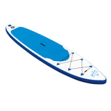 EASYmaxx Stand-Up Paddle-Board mit Zubehör, 320 x 76 x 15 cm, weiß/blau, mit 3 Finnen und Gepäck-Spanngurt.
