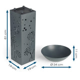 Hoberg LED Pflanzsäule in Beton-Optik mit Pusteblumen-Design, Beleuchtung und abnehmbarer Pflanzschale, flexibel und wetterfest.