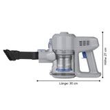 CLEANmaxx Akku-Zyklon-Staubsauger 22,2V hellgrau/blau kabelloser Handstaubsauger mit Zyklontechnologie und Fugendüse, 21x30 cm.