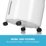 MAXXMEE Luftkühler Mobil 65 W mit praktischen Rollen für flexible Mobilität und einfaches Verschieben in Weiß.
