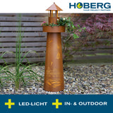 Hoberg LED Deko-Leuchtturm in Rost-Optik mit LED-Beleuchtung und bepflanzbarer Plattform für Garten und Terrasse.