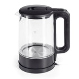 GOURMETmaxx Glas-Wasserkocher LED - 1,7l - schwarz matt mit Wasserstandsanzeige, verdecktem Heizelement und 360° drehbarem Sockel.