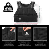 FitEngine Gewichtsweste - Herausnehmbare Gewichte bis zu 10 kg, verstellbar mit Klettverschluss und schweißabweisendem Mesh-Material.