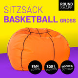 LUMALAND Luxury Basketball Sitzsack - Hochwertiges Sitzkissen im Basketball-Design, groß, indoor & outdoor, 300L Volumen, waschbar.