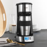 BEEM Single-Kaffeemaschine Thermo2Go 750 Watt in Edelstahl/schwarz mit To-go-Becher und beleuchtetem LC-Display.