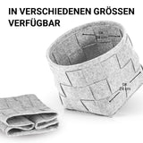 N8WERK Filz-Aufbewahrungskorb S 24x24x24 cm Hellgrau, faltbar, moderner Scandi Style, kratzschonend für Böden und Möbel.