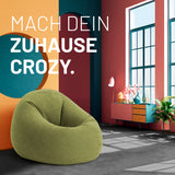 LUMALAND Sitzsack Interior Line - runder Indoor Sitzsack in Lime, weich, linenlook, 300l Füllung, 120 x 80 x 75 cm.