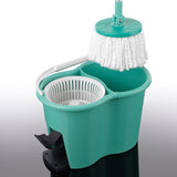 CLEANmaxx Power-Wischmopp türkis mit Zwei-Kammer-Filtersystem, Moppaufsatz waschbar, ideal für Laminat, Parkett und Fliesen.