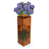 Hoberg LED Pflanzsäule "Schmetterling" in 3D Rost-Optik mit LED-Beleuchtung und abnehmbarer Pflanzschale, 19 x 19 x 72 cm.