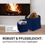 N8WERK Filz-Aufbewahrungskorb L Dunkelblau, faltbar, robust, pflegeleicht, schont Böden, vielseitig für Haushalt und Lagerung.
